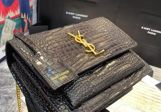 Bolso Saint Laurent Negro Piel Cocodrilo