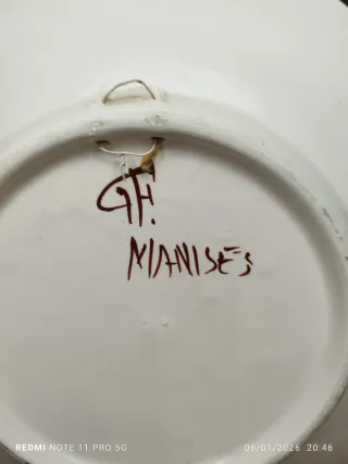 Plato decorativo Manises pájaro