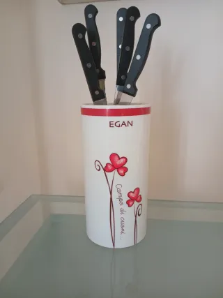 Ceppo portacoltelli Egan decorato fiori