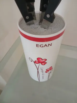 Ceppo portacoltelli Egan decorato fiori