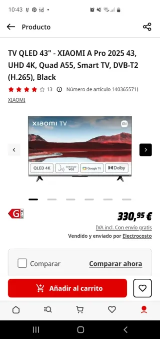 TV Xiaomi QLED 43 A Pro 2025 4K