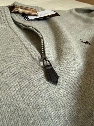 Jersey Polo Ralph Lauren lana cremallera gris