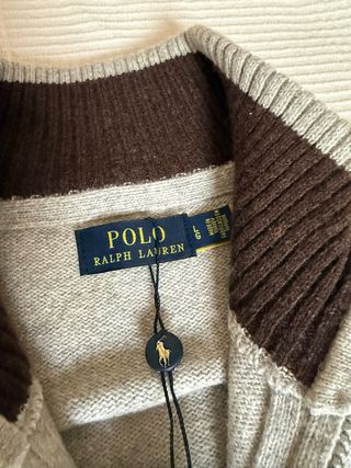 Jersey Polo Ralph Lauren lana cremallera gris