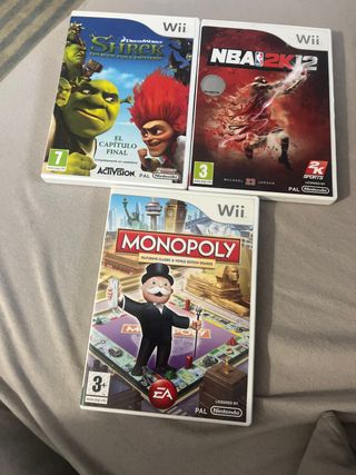 Pack 3 Videojuegos Wii: Shrek, NBA 2K12, Monopoly