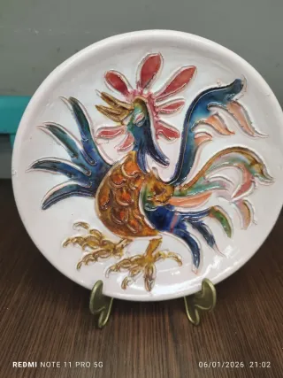 Plato decorativo cerámica gallo Portugal