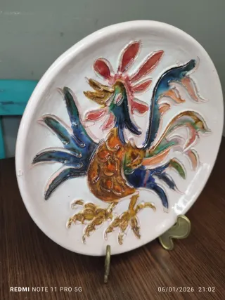 Plato decorativo cerámica gallo Portugal