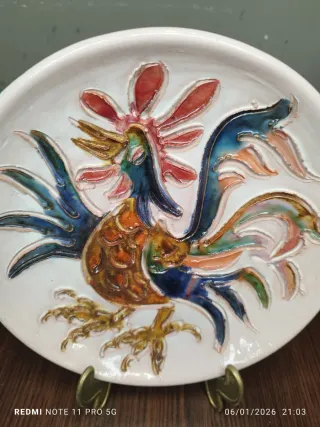 Plato decorativo cerámica gallo Portugal