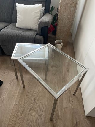 Mesas auxiliares cristal y acero inox