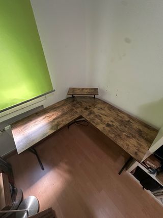 Escritorio de esquina madera y metal 130 x 130