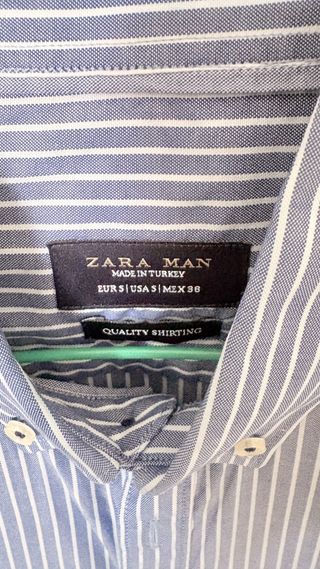 Camisa hombre de rayas azules y blancas Zara