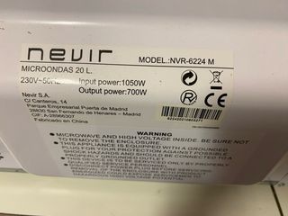 Microondas Nevir NVR-6224 M 20L