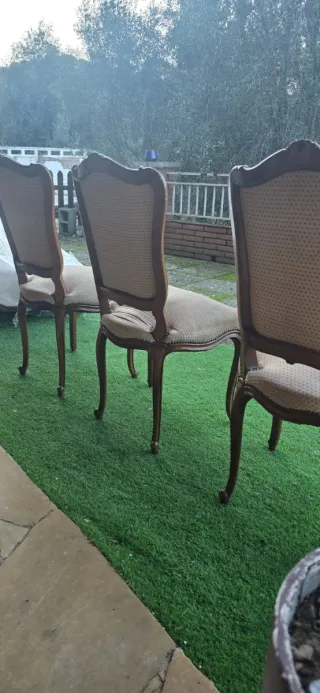 3 Sillas antiguas madera y tela