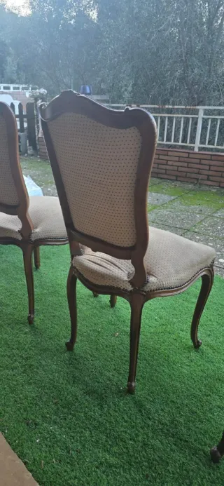 3 Sillas antiguas madera y tela