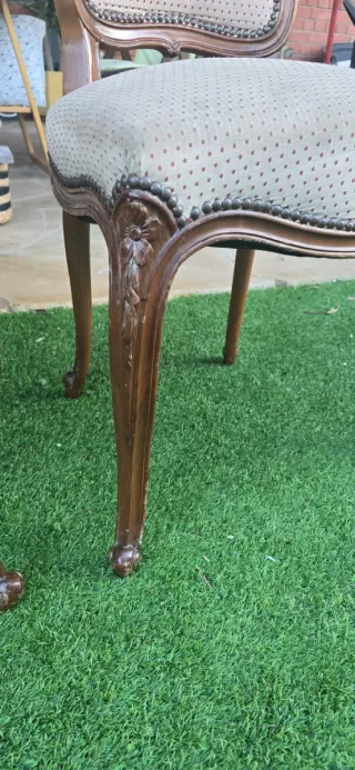 3 Sillas antiguas madera y tela