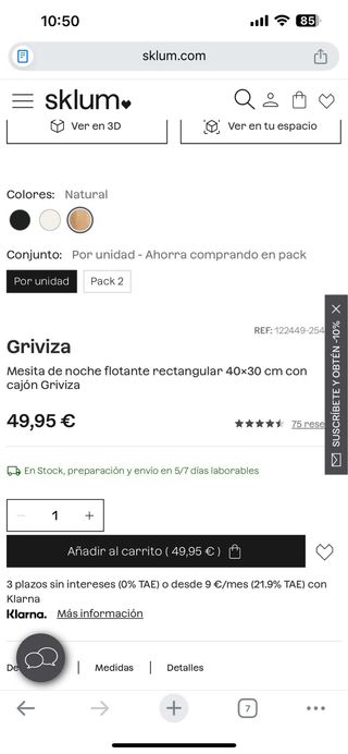 Mesita flotante con cajón Griviza nuevo