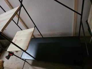 Armario Metálico y Madera Negro/Marrón