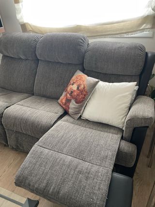 Sofá modular 4 plazas tela y piel sintética