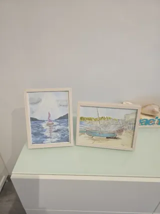 2 Cuadros Pintados a Mano con Marco