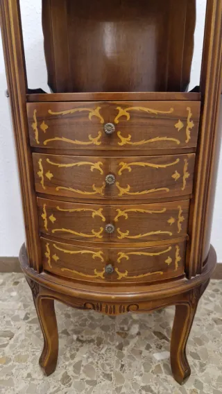 Mesa teléfono marquetería madera