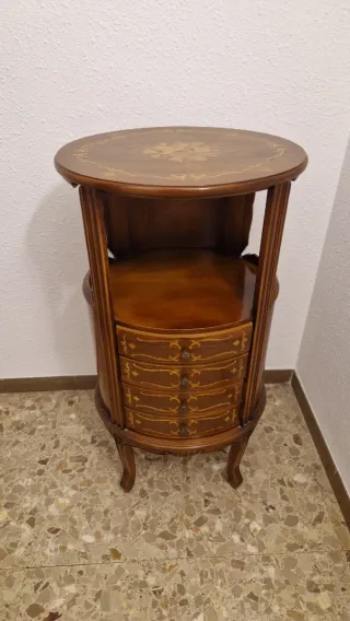 Mesa teléfono marquetería madera