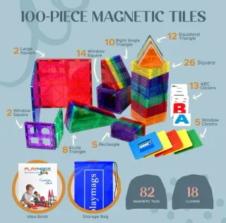 Playmags Clickins 100 pezzi 3D Magnetic Tiles