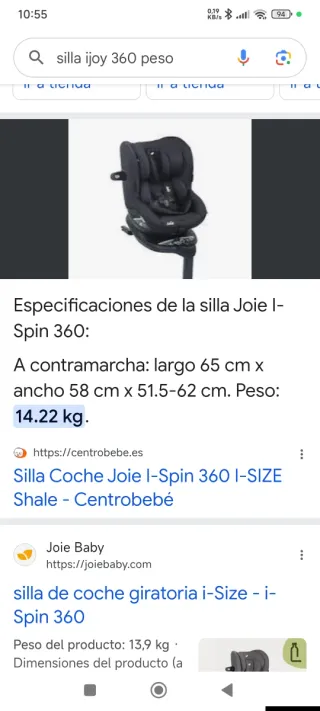 Silla coche Joie i-Spin 360 Negra