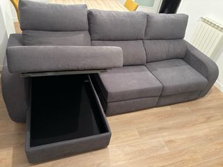 Sofá modular gris tela