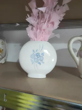 Vaso ceramica decorato fiori blu