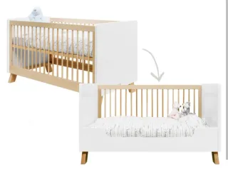 Cuna convertible Bopita blanco/natural + colchón
