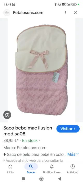 Saco lana bebé rosa