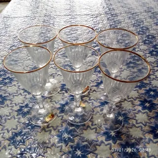 Servizio nr.24 bicchieri cristallo con bordo oro