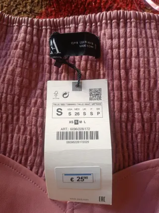 Top Zara rosa manga larga