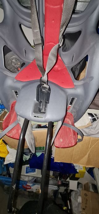Asiento bici niño trasero Gris/Rojo