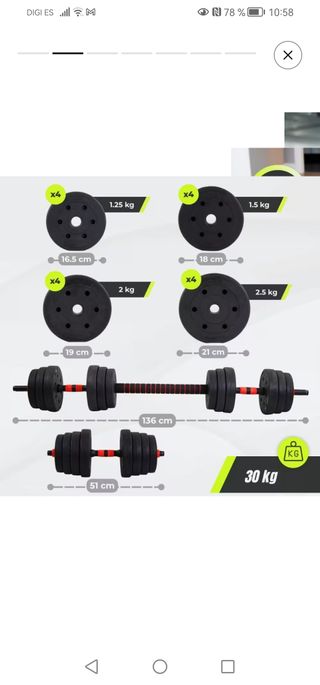 Mancuernas ajustables 30kg (Nuevas)