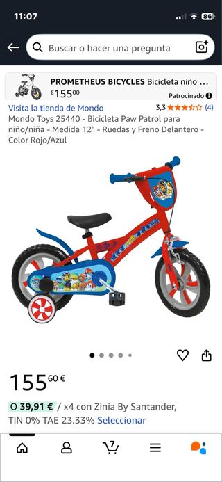 Bici niño 14 con ruedines