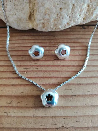 Conjunto collar y pendientes plata ámbar