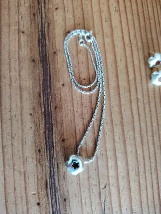 Conjunto collar y pendientes plata ámbar