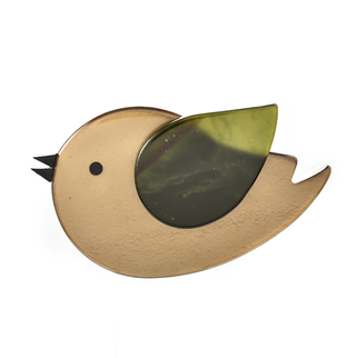 Broche Pajarito Beige y Verde