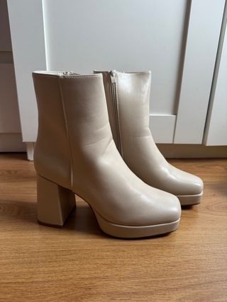 Botines Merkal Beige Tacón Plataforma