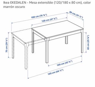 Mesa extensible Ikea EKEDALEN 120/180x80
