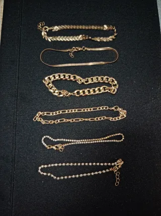 6 Pulseras Doradas y Plateadas Mujer