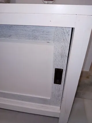 Baúl auxiliar madera blanco y gris