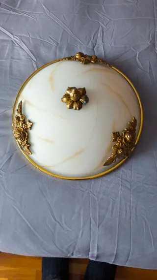 Aplique de techo metal y cristal dorado