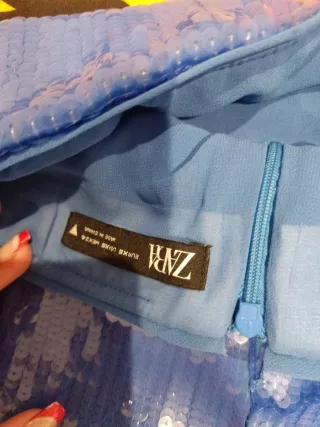 Falda Lentejuelas Azul Eléctrico