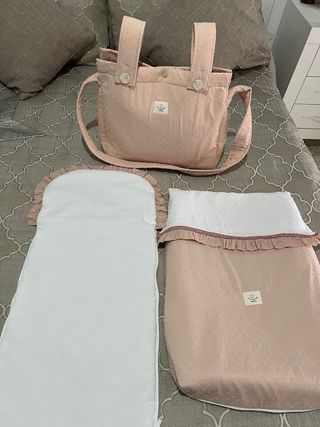 Saco capazo y bolso a juego rosa