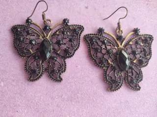 Orecchini farfalla neri e oro