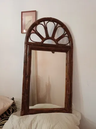 Espejo caña madera bambú