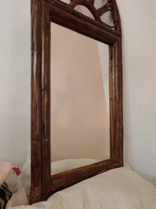 Espejo caña madera bambú