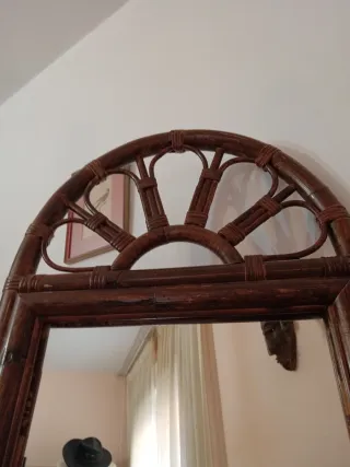 Espejo caña madera bambú