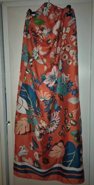 Abito lungo floreale arancione taglia unica